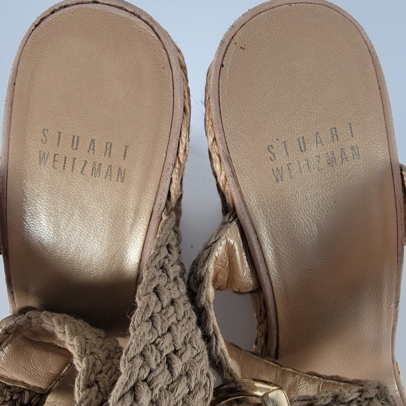 Stuart Weitzman Platform Wedge Espadrille Sandals in Tan, Size 8.5 - Picture 4 of 10